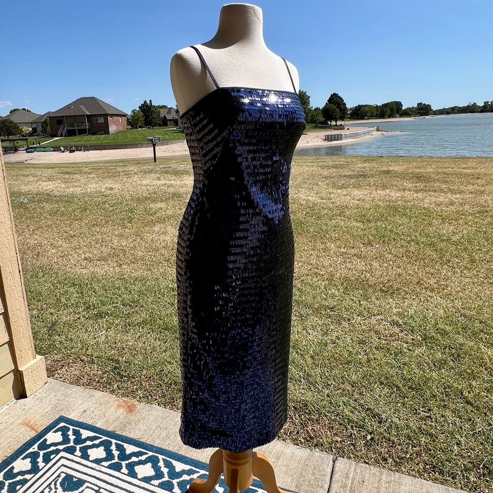 Navy Sequin Eliza J Sheath Dress NWT size 2